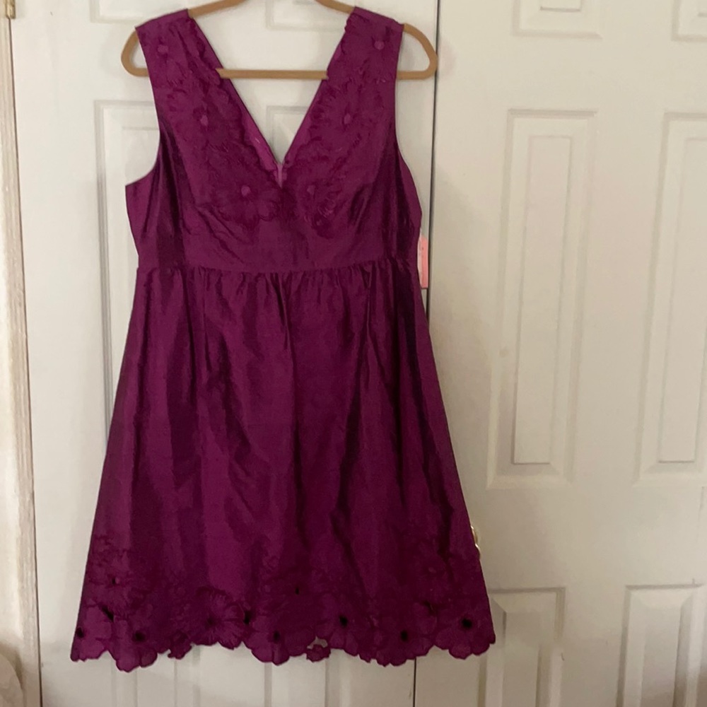 ADRIANNA PAPELL Embroidered V- Neckline and hem. - Picture 1 of 5